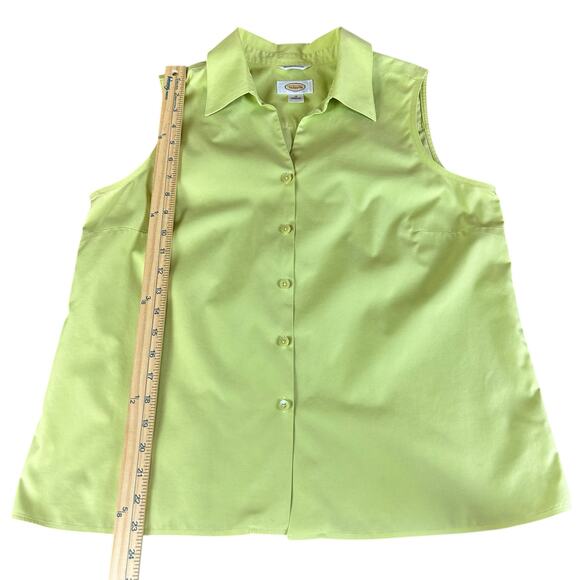 Talbots Top Women Sz 12 Lime Green Sleeveless Wrinkle Resistant Button Up Blouse - Picture 11 of 11